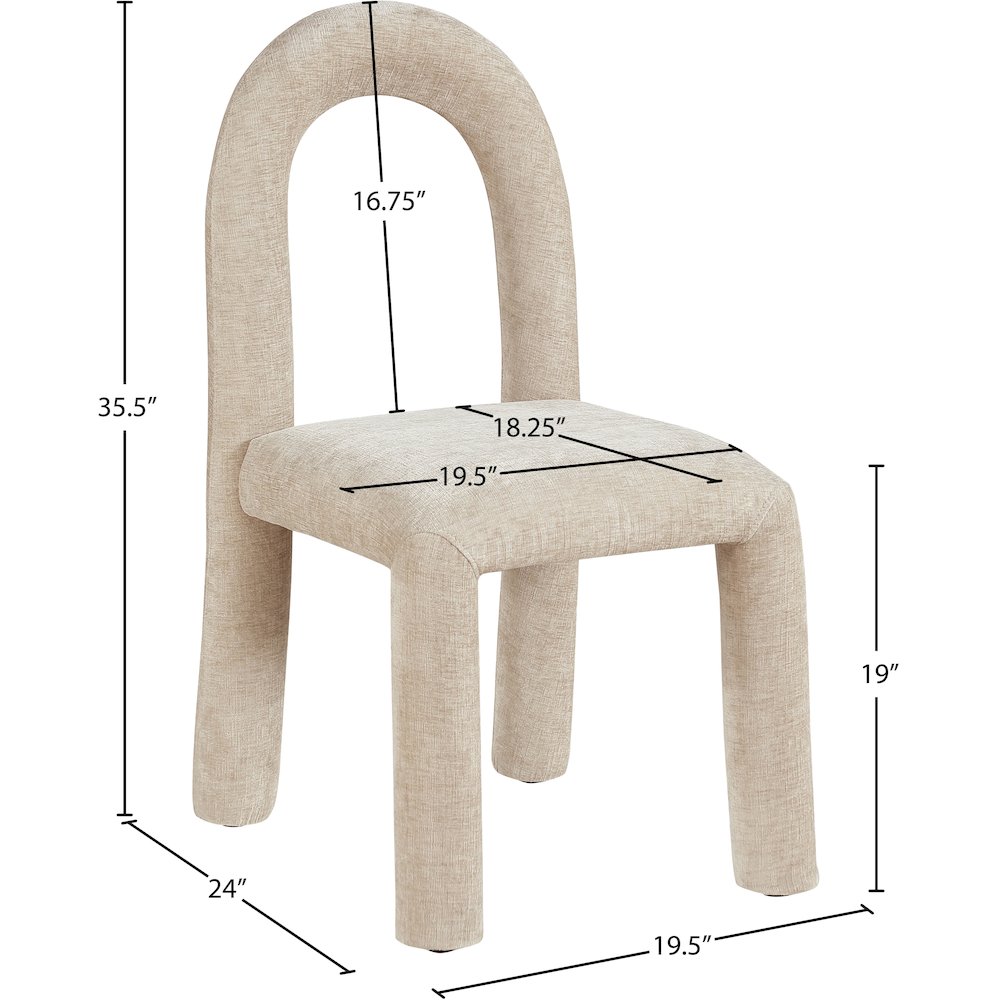 Amari Beige Chenille Fabric Dining Chair, Set of 2