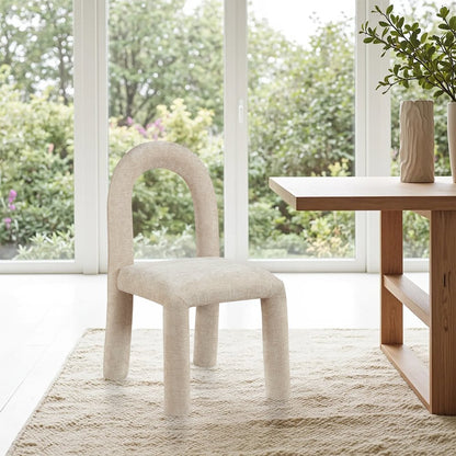 Amari Beige Chenille Fabric Dining Chair, Set of 2