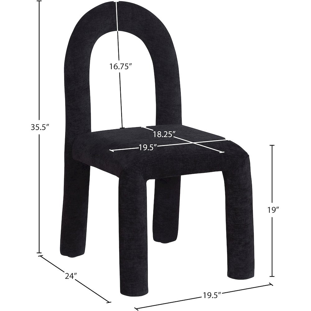 Amari Black Chenille Fabric Dining Chair, Set of 2