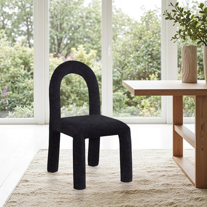 Amari Black Chenille Fabric Dining Chair, Set of 2