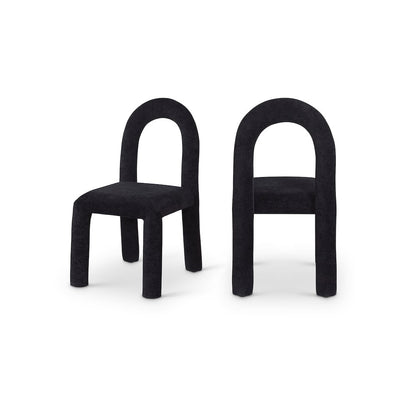 Amari Black Chenille Fabric Dining Chair, Set of 2