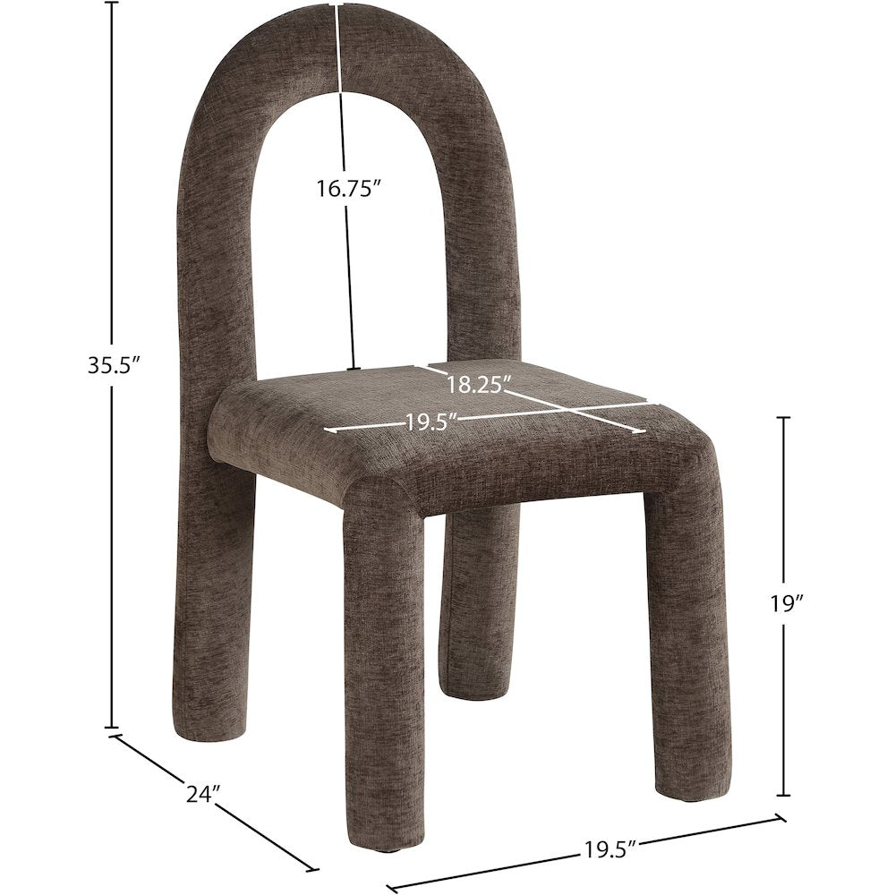 Amari Brown Chenille Fabric Dining Chair, Set of 2
