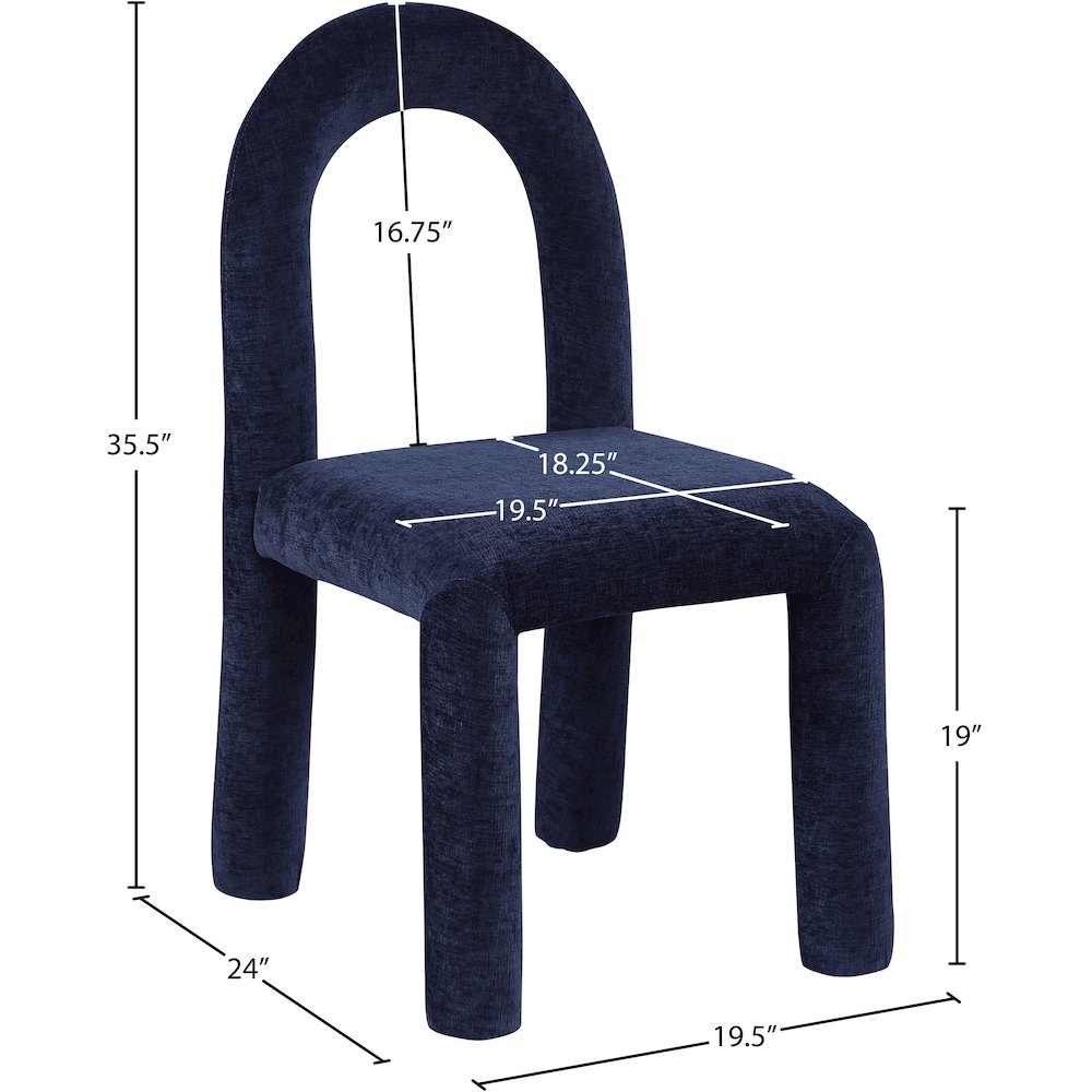 Amari Navy Chenille Fabric Dining Chair, Set of 2