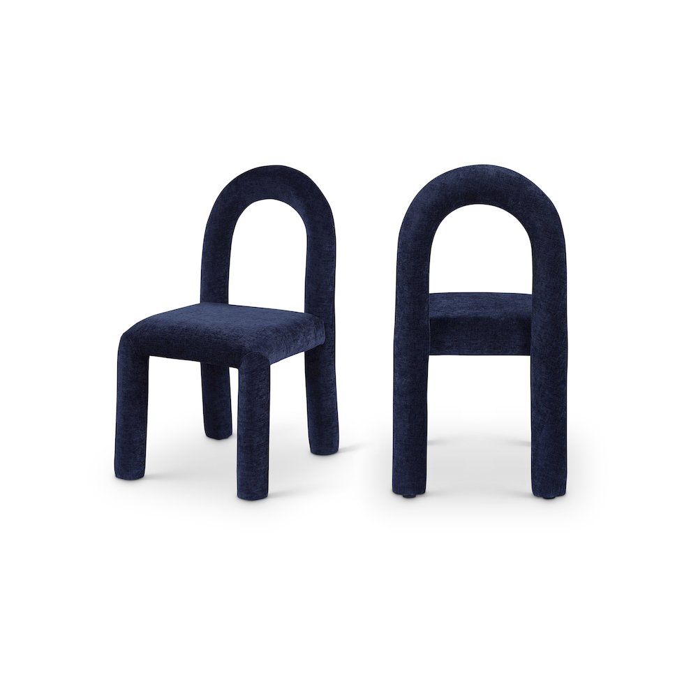 Amari Navy Chenille Fabric Dining Chair, Set of 2