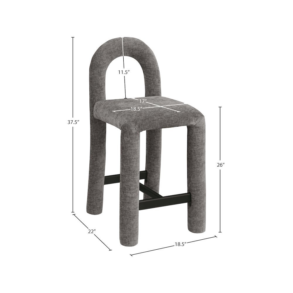 Amari Grey Chenille Fabric Stool