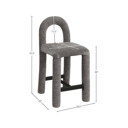 Amari Grey Chenille Fabric Stool