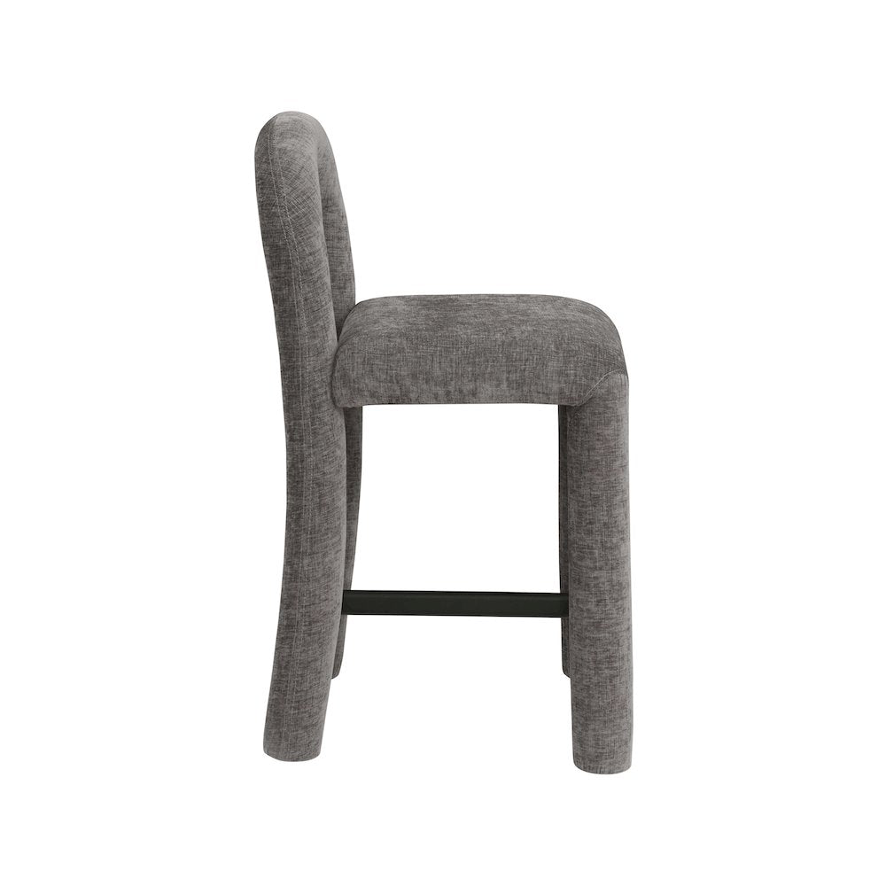 Amari Grey Chenille Fabric Stool