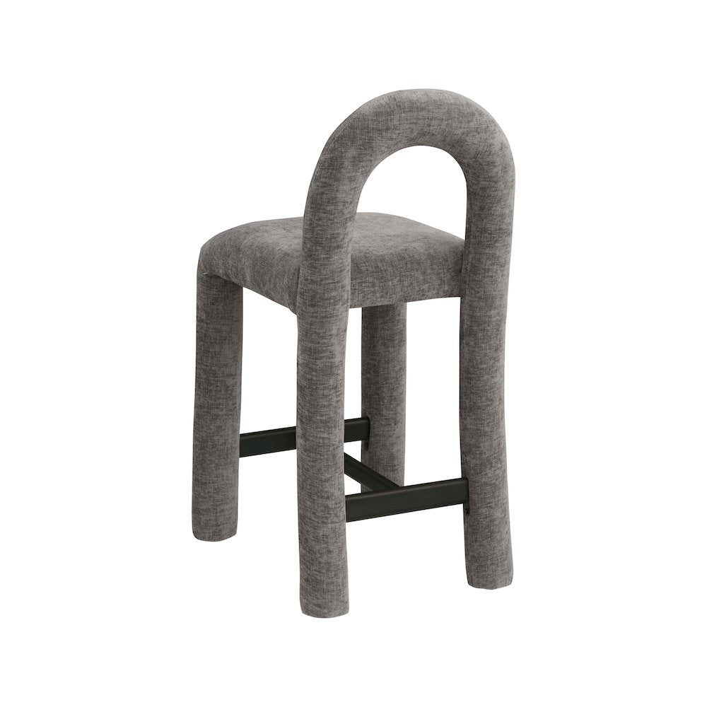 Amari Grey Chenille Fabric Stool
