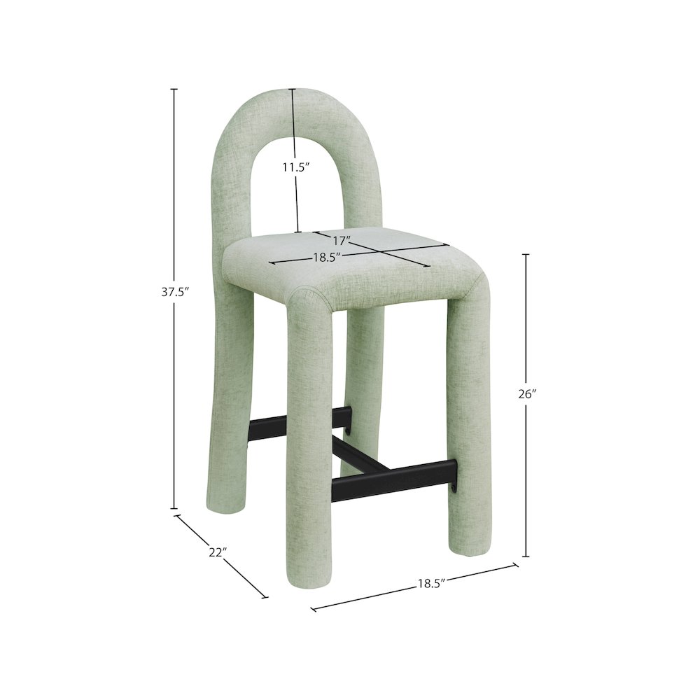 Amari Mint Chenille Fabric Stool