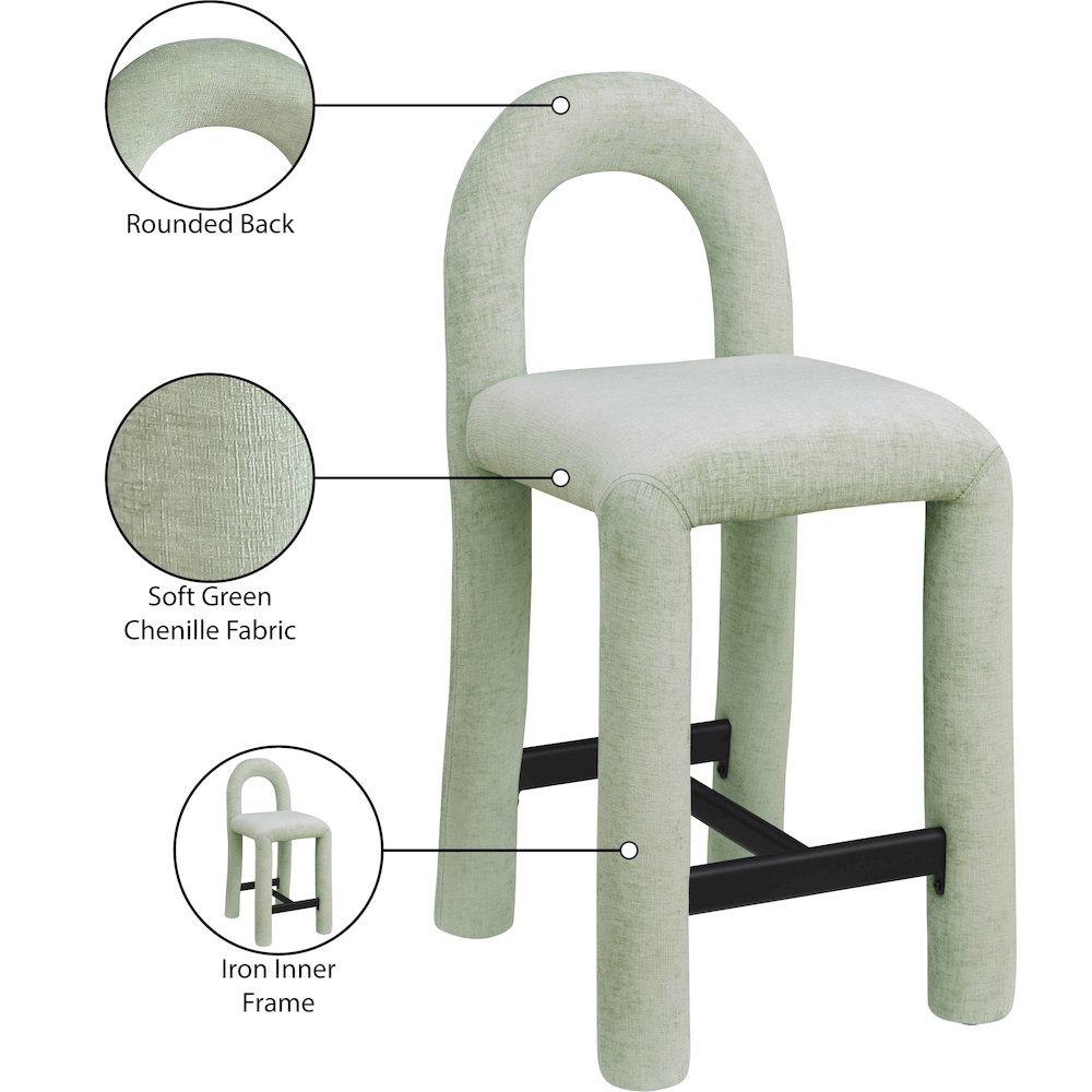 Amari Mint Chenille Fabric Stool