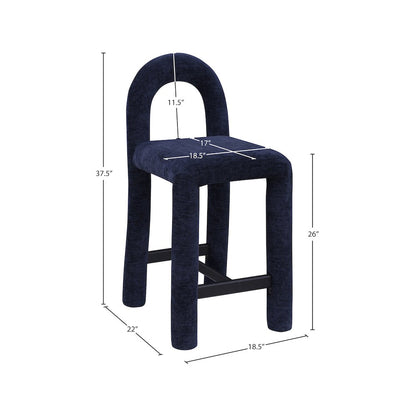 Amari Navy Chenille Fabric Stool