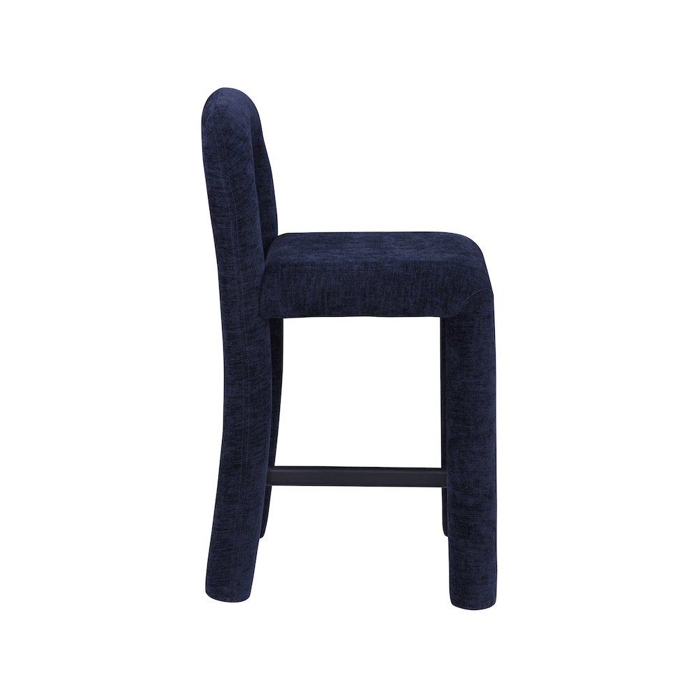 Amari Navy Chenille Fabric Stool