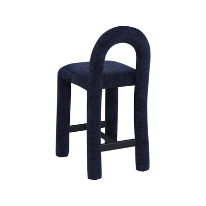 Amari Navy Chenille Fabric Stool