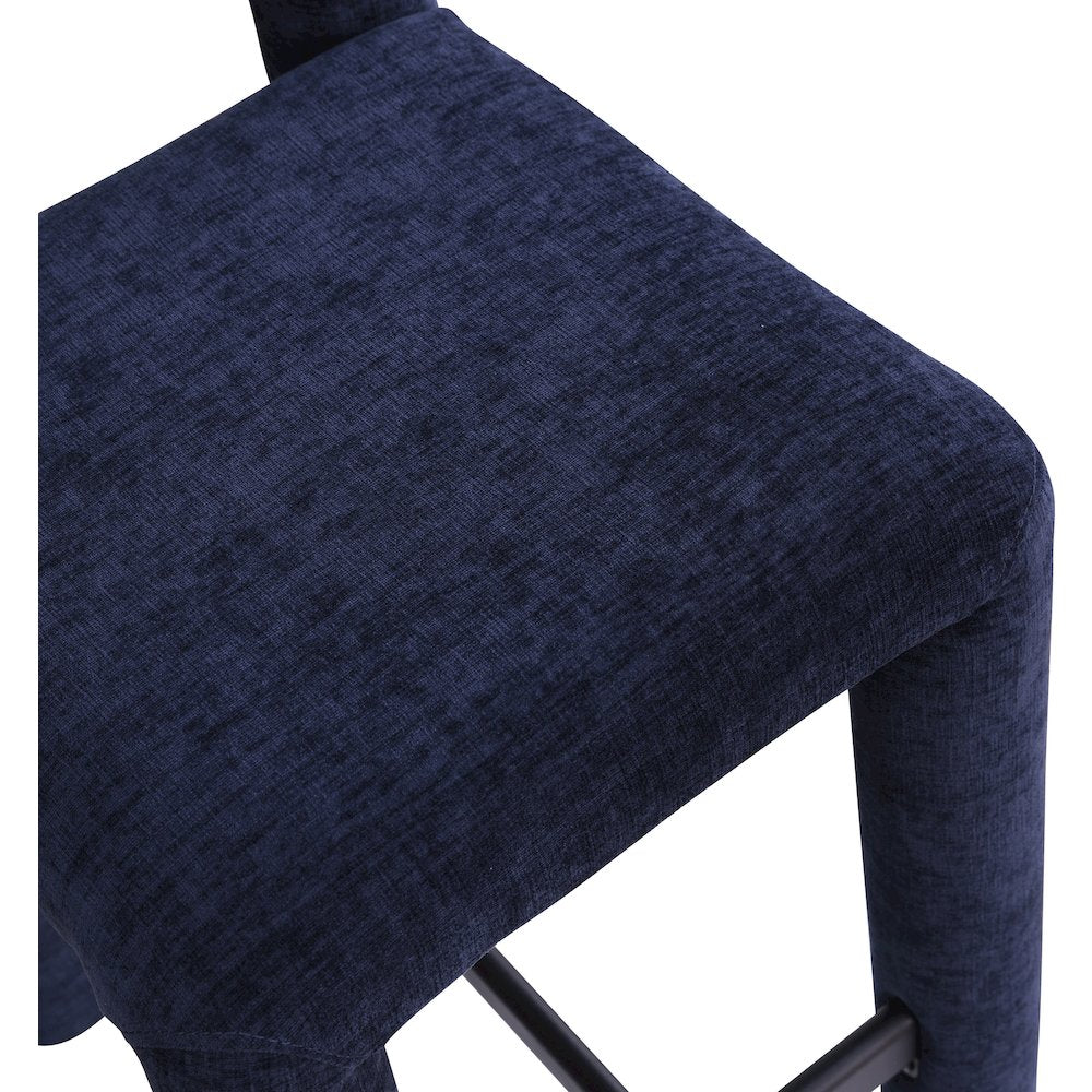 Amari Navy Chenille Fabric Stool