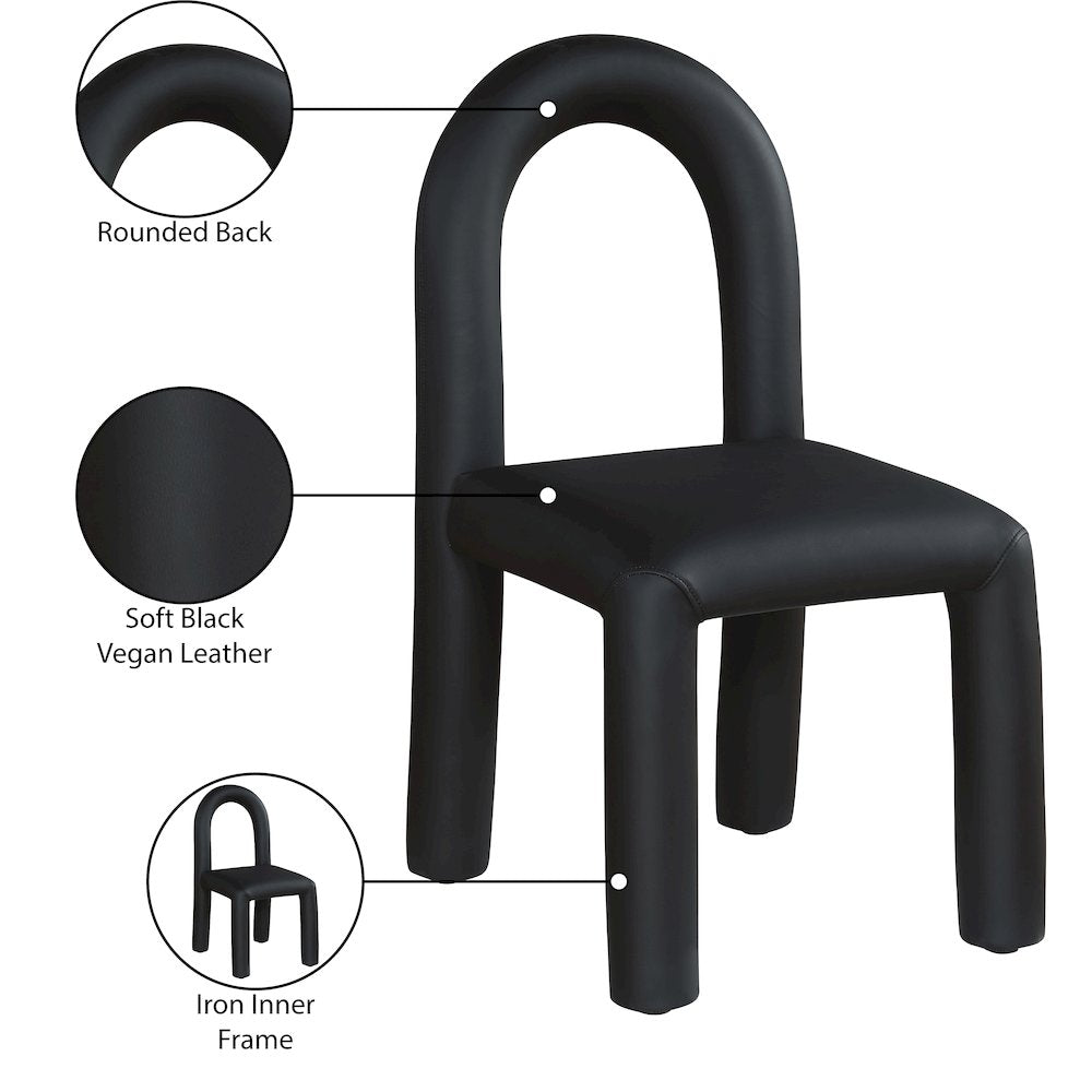 Amari Black Vegan Leather Dining Chair, Set of 2