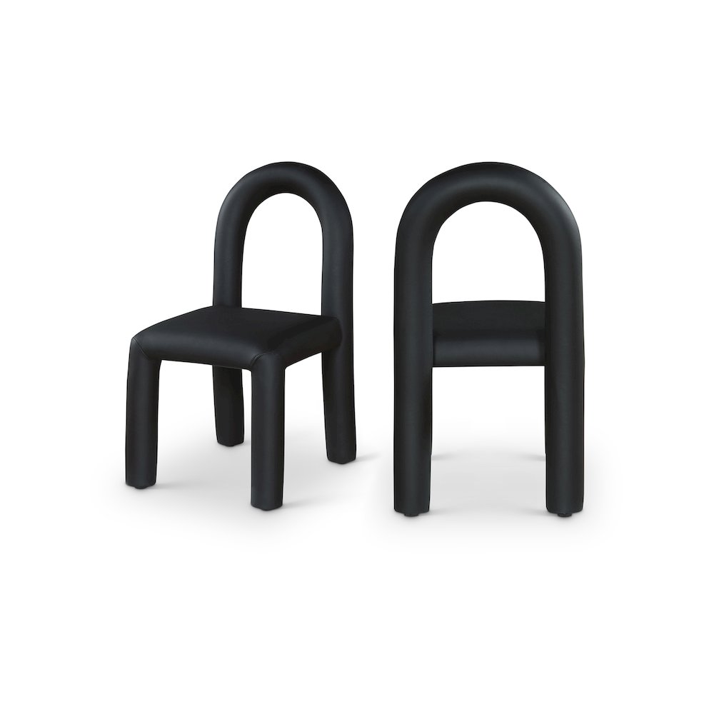 Amari Black Vegan Leather Dining Chair, Set of 2