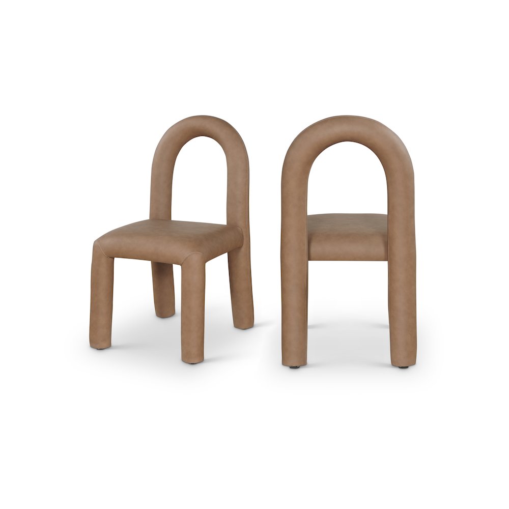 Amari Brown Vegan Leather Dining Chair, Set of 2