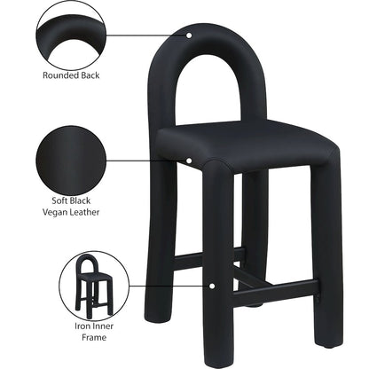 Amari Black Vegan Leather Stool