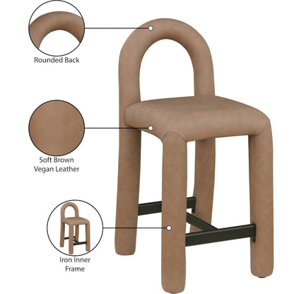 Amari Brown Vegan Leather Stool