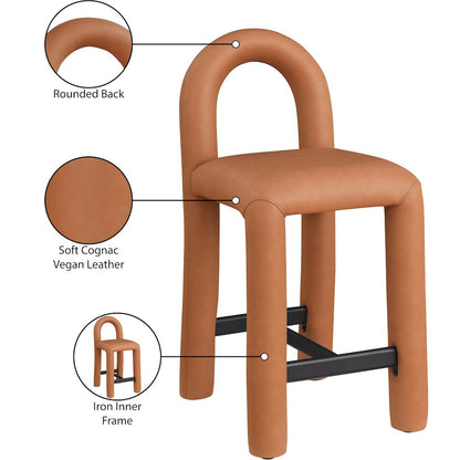 Amari Cognac Vegan Leather Stool