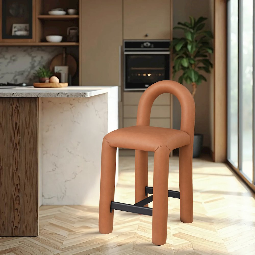 Amari Cognac Vegan Leather Stool