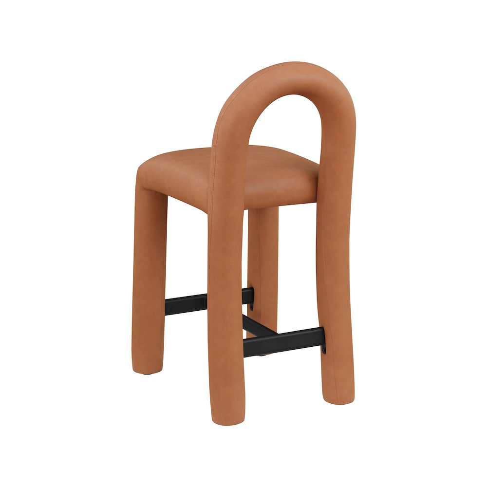 Amari Cognac Vegan Leather Stool