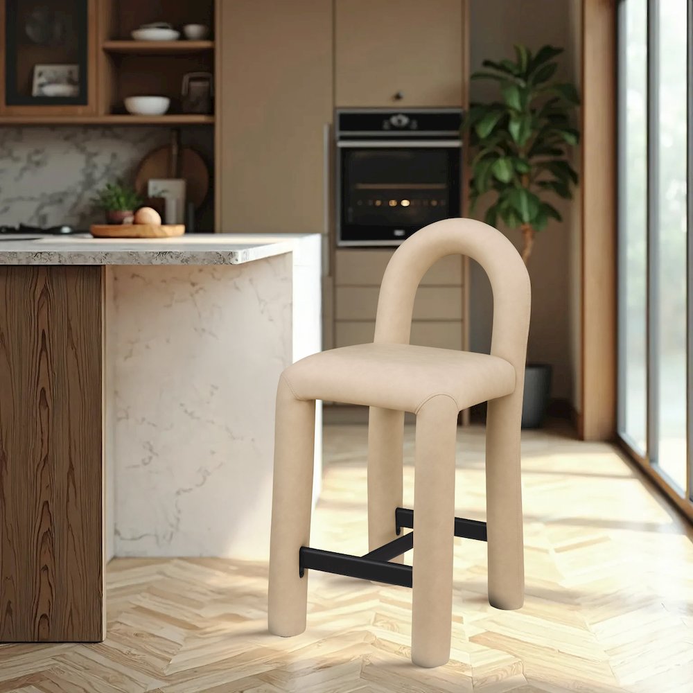 Amari Tan Vegan Leather Stool