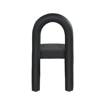 Amari Black Vegan Leather and Boucle Fabric Dining Chair, Set of 2