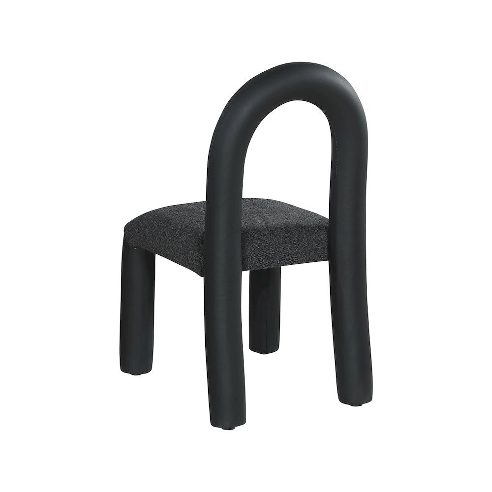 Amari Black Vegan Leather and Boucle Fabric Dining Chair, Set of 2