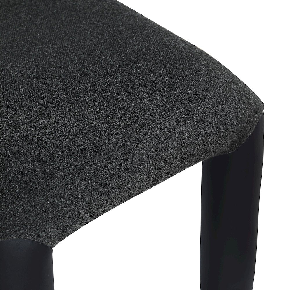 Amari Black Vegan Leather and Boucle Fabric Dining Chair, Set of 2