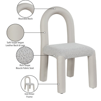 Amari Taupe Vegan Leather and Boucle Fabric Dining Chair, Set of 2