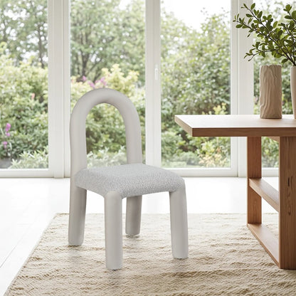 Amari Taupe Vegan Leather and Boucle Fabric Dining Chair, Set of 2
