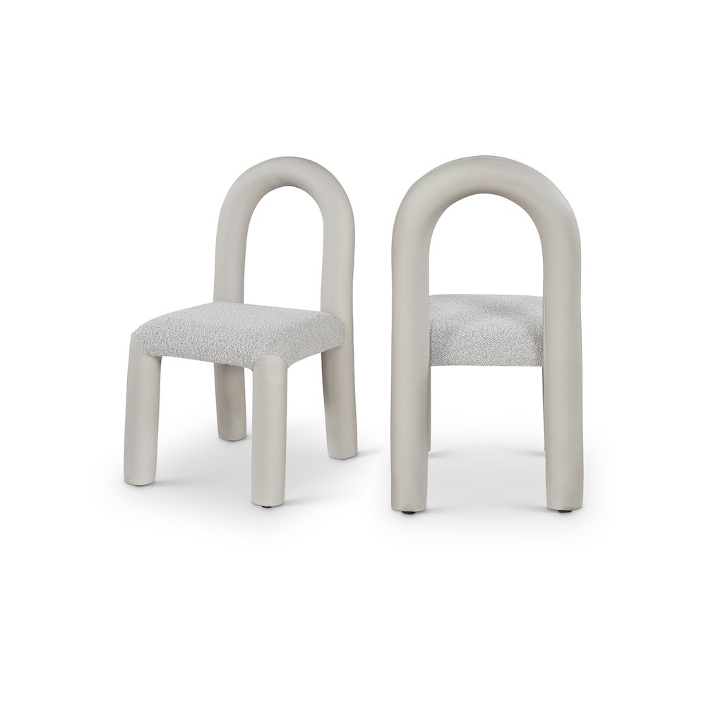Amari Taupe Vegan Leather and Boucle Fabric Dining Chair, Set of 2