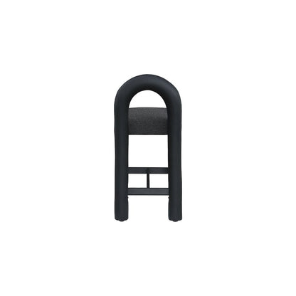 Amari Black Vegan Leather and Boucle Fabric Stool