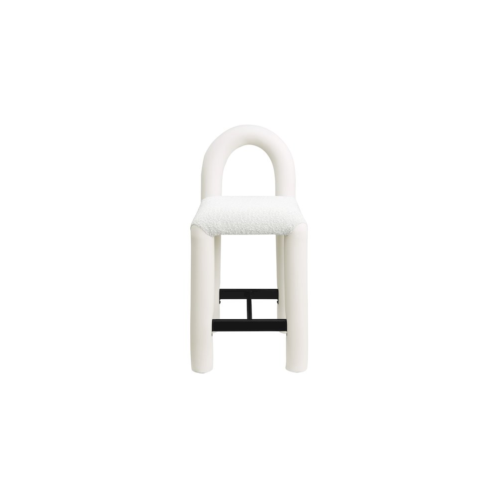 Amari Cream Vegan Leather and Boucle Fabric Stool
