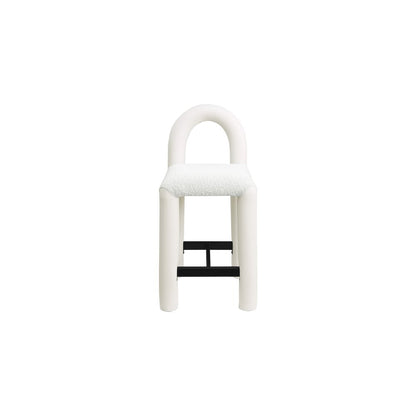 Amari Cream Vegan Leather and Boucle Fabric Stool