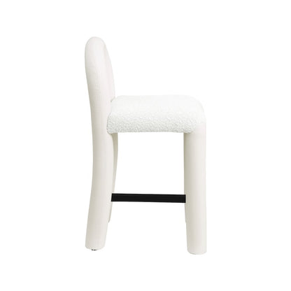 Amari Cream Vegan Leather and Boucle Fabric Stool