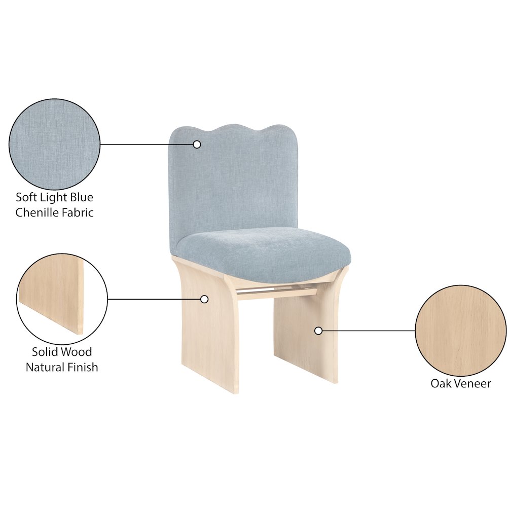Shaw Light Blue Chenille Fabric Upholstered Dining Chair