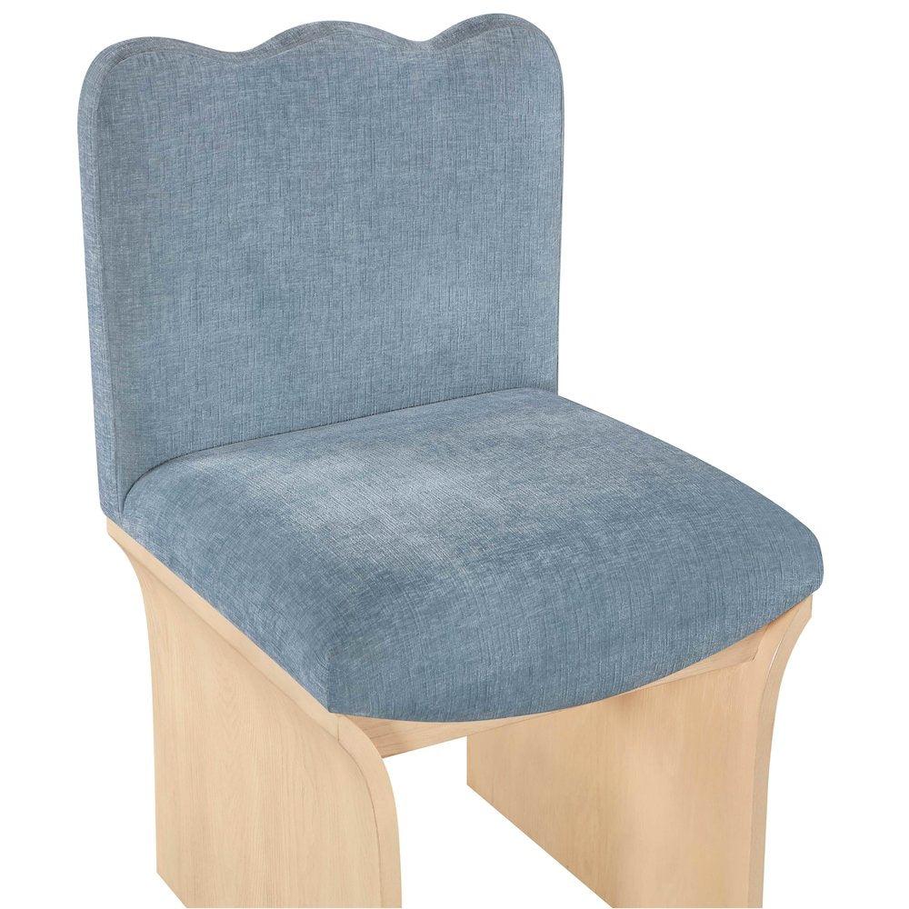 Shaw Light Blue Chenille Fabric Upholstered Dining Chair