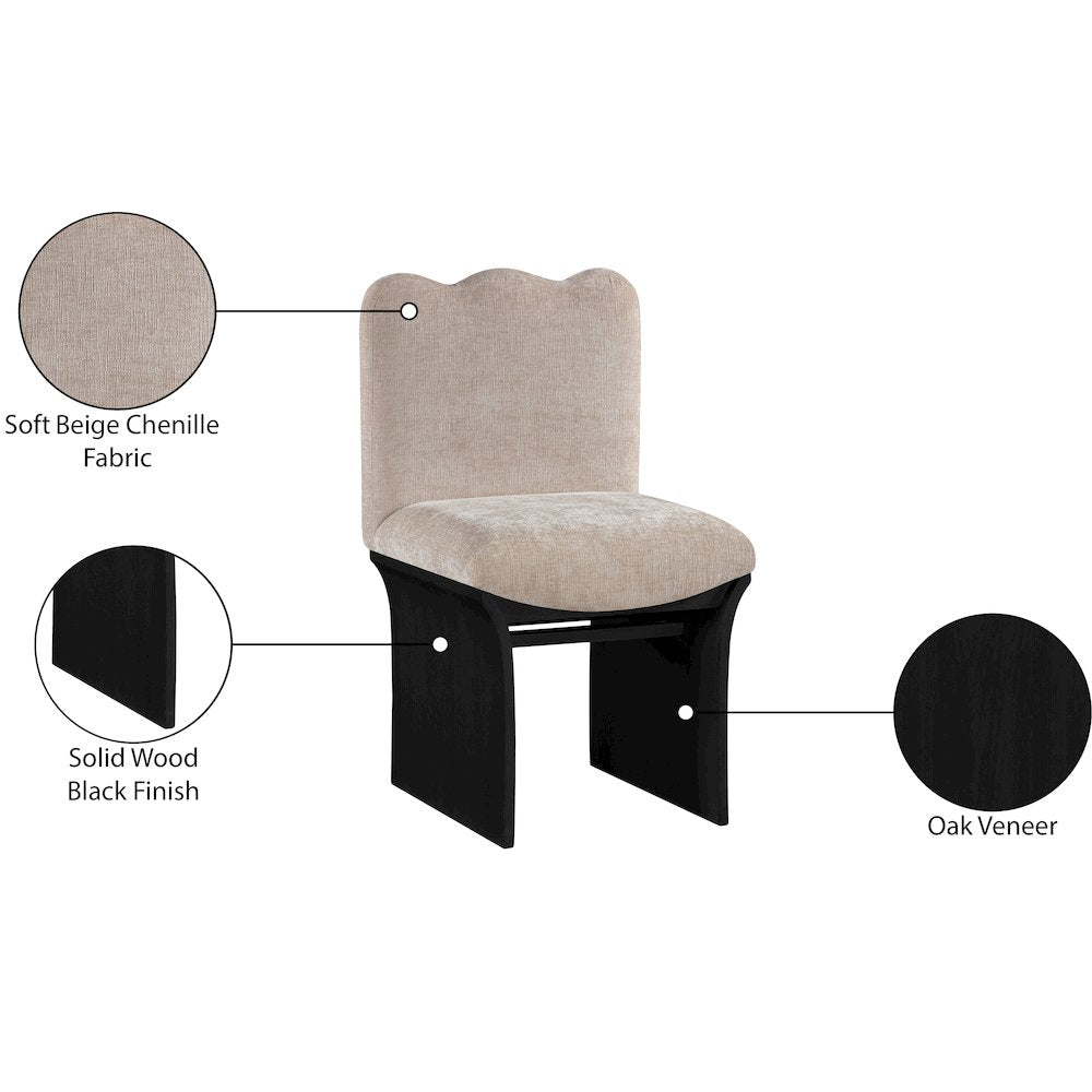 Shaw Beige Chenille Fabric Upholstered Dining Chair