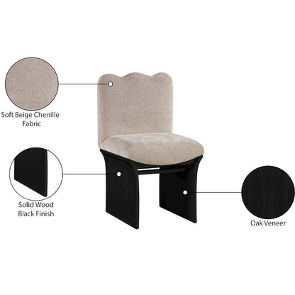 Shaw Beige Chenille Fabric Upholstered Dining Chair