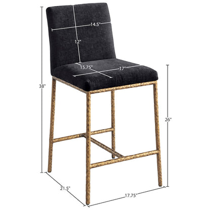 Reeves Black Chenille Fabric Upholstered Counter Stool, Set of 2