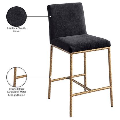Reeves Black Chenille Fabric Upholstered Counter Stool, Set of 2