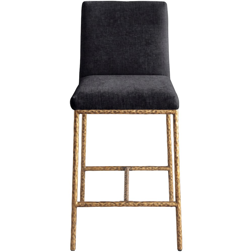 Reeves Black Chenille Fabric Upholstered Counter Stool, Set of 2
