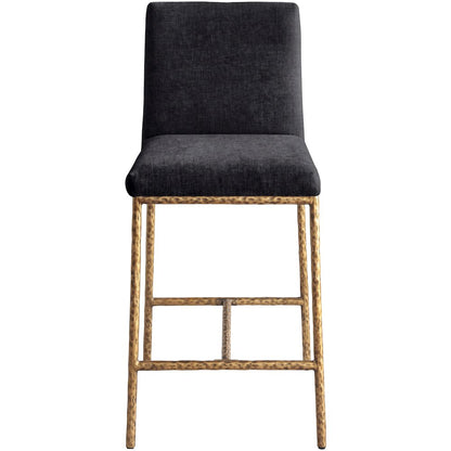 Reeves Black Chenille Fabric Upholstered Counter Stool, Set of 2