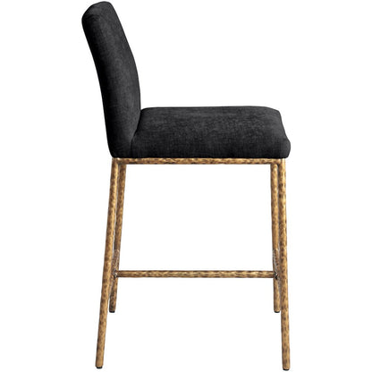 Reeves Black Chenille Fabric Upholstered Counter Stool, Set of 2