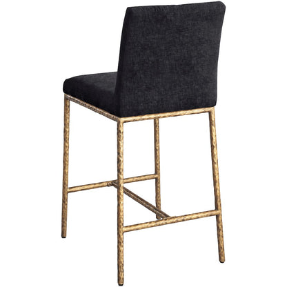 Reeves Black Chenille Fabric Upholstered Counter Stool, Set of 2