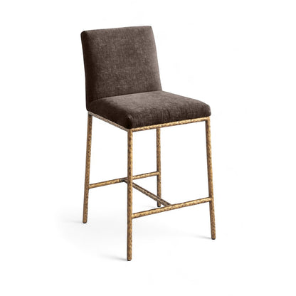 Reeves Brown Chenille Fabric Upholstered Counter Stool, Set of 2