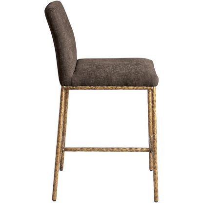 Reeves Brown Chenille Fabric Upholstered Counter Stool, Set of 2