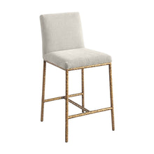 Chenille Fabric Counter Height Bar Stools, Tight Back, Set of 2, Cream